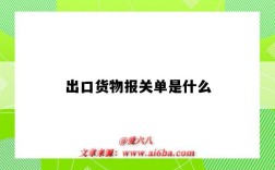 出口貨物報關單是什么（出口貨物報關單是什么意思）