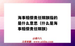 海事賠償責任限額指的是什么意思（什么是海事賠償責任限額)