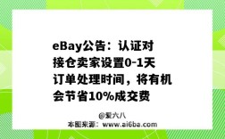 eBay公告：認證對接倉賣家設置0-1天訂單處理時間，將有機會節省10%成交費