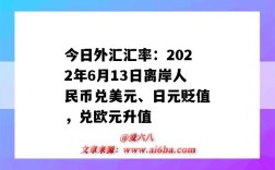 今日外匯匯率：2022年6月13日離岸人民幣兌美元、日元貶值，兌歐元升值