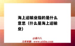 海上運輸業指的是什么意思（什么是海上運輸業)