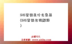 SNS營銷是什么意思(SNS營銷名詞解釋)