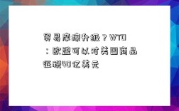 貿易摩擦升級？WTO：歐盟可以對美國商品征稅40億美元