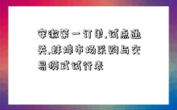 安徽第一訂單,試點通關,蚌埠市場采購與交易模式試行表