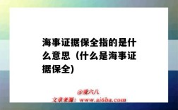 海事證據保全指的是什么意思（什么是海事證據保全)