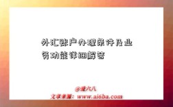 外匯賬戶辦理條件及業務功能詳細解答