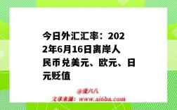 今日外匯匯率：2022年6月16日離岸人民幣兌美元、歐元、日元貶值