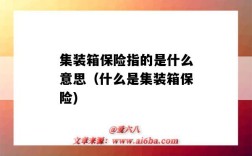 集裝箱保險指的是什么意思（什么是集裝箱保險)