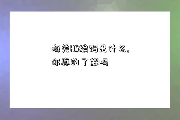 海關HS編碼是什么,你真的了解嗎-圖1