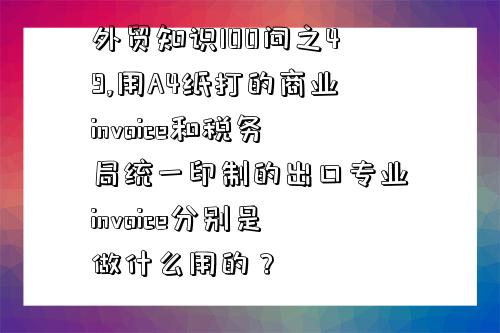 外貿知識100問之49,用A4紙打的商業invoice和稅務局統一印制的出口專業invoice分別是做什么用的？-圖1