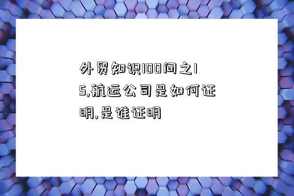 外貿知識100問之15,航運公司是如何證明,是誰證明-圖1