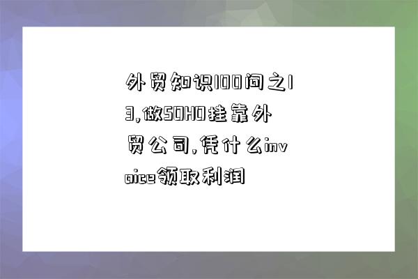 外貿知識100問之13,做SOHO掛靠外貿公司,憑什么invoice領取利潤-圖1