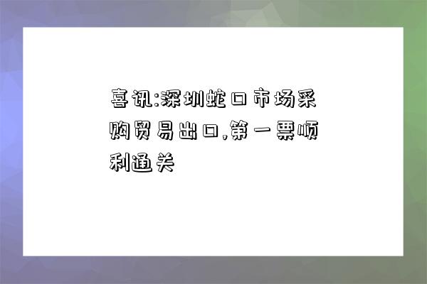 喜訊:深圳蛇口市場采購貿易出口,第一票順利通關-圖1