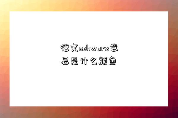 德文schwarz意思是什么顏色-圖1