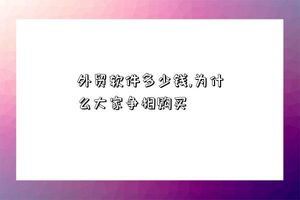 外貿軟件多少錢,為什么大家爭相購買-圖1