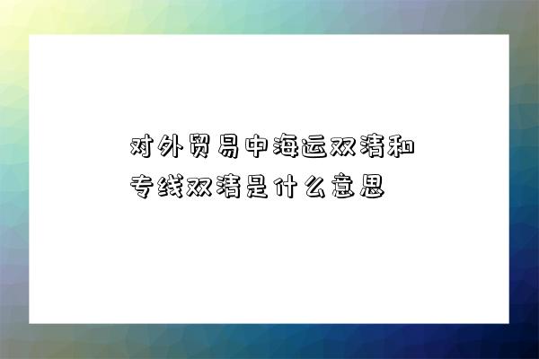 對外貿易中海運雙清和專線雙清是什么意思-圖1