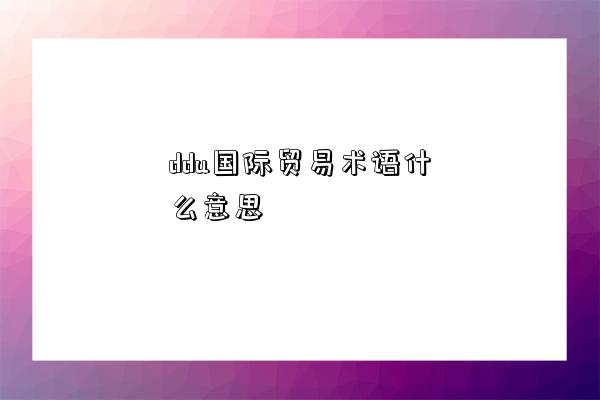 ddu國際貿易術語什么意思-圖1