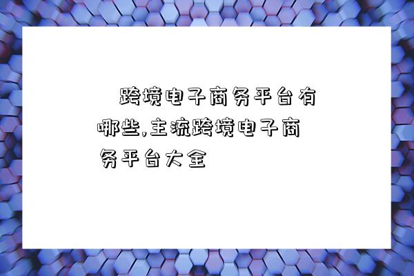 ?跨境電子商務平臺有哪些,主流跨境電子商務平臺大全-圖1