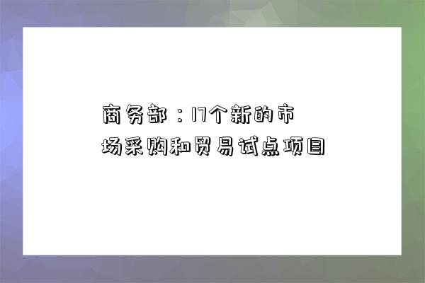 商務部：17個新的市場采購和貿易試點項目-圖1