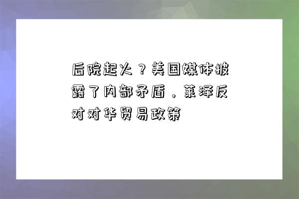 后院起火？美國媒體披露了內部矛盾，萊澤反對對華貿易政策-圖1