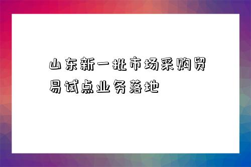 山東新一批市場采購貿易試點業務落地-圖1