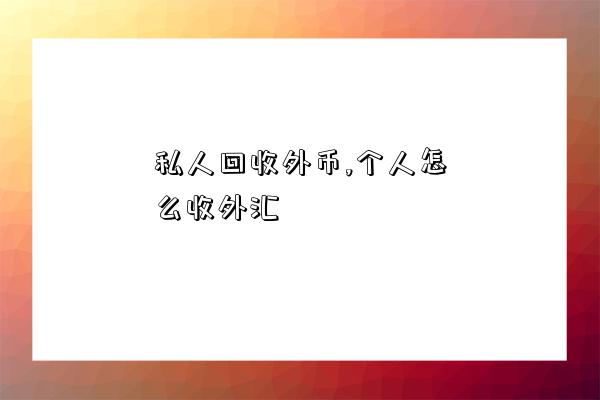 私人回收外幣,個人怎么收外匯-圖1