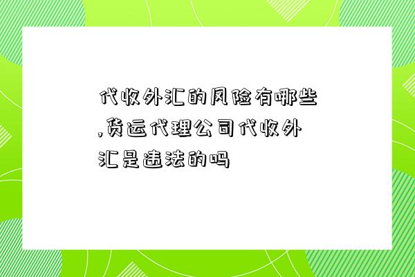 代收外匯的風險有哪些,貨運代理公司代收外匯是違法的嗎-圖1