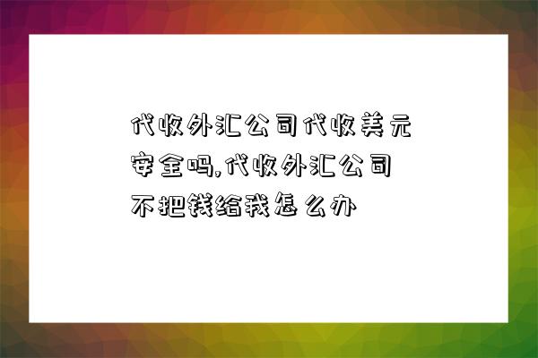 代收外匯公司代收美元安全嗎,代收外匯公司不把錢給我怎么辦-圖1