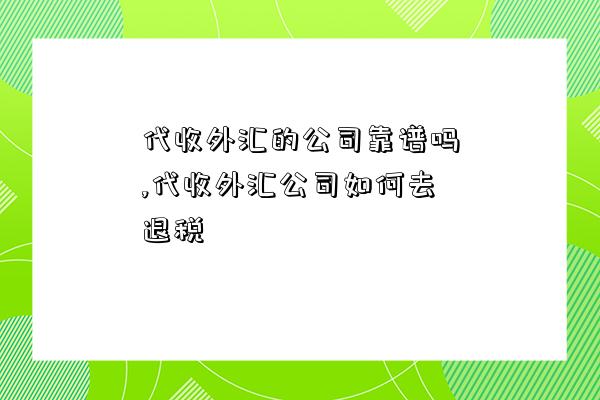 代收外匯的公司靠譜嗎,代收外匯公司如何去退稅-圖1