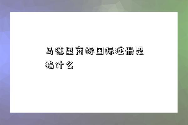 馬德里商標國際注冊是指什么-圖1