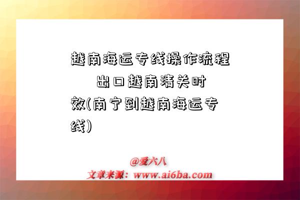 越南海運專線操作流程 – 出口越南清關時效(南寧到越南海運專線)-圖1