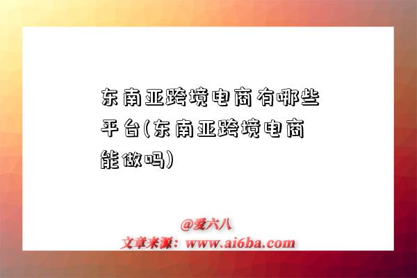 東南亞跨境電商有哪些平臺(東南亞跨境電商能做嗎)-圖1