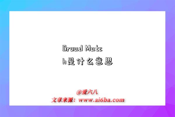 Broad Match是什么意思-圖1