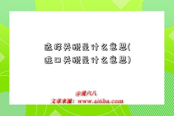 選擇關稅是什么意思(進口關稅是什么意思)-圖1