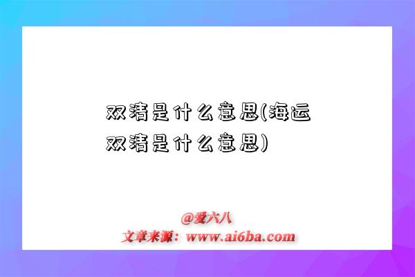 雙清是什么意思(海運雙清是什么意思)-圖1