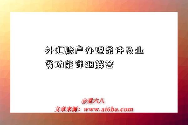 外匯賬戶辦理條件及業務功能詳細解答-圖1