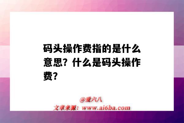 碼頭操作費指的是什么意思？什么是碼頭操作費？-圖1