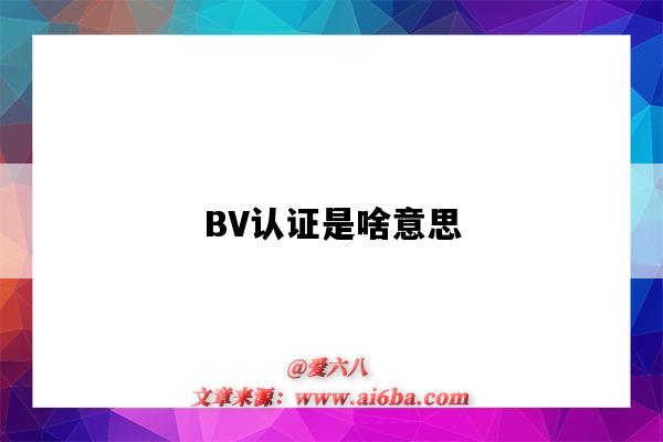 BV認證是啥意思（BV認證是什么意思）-圖1