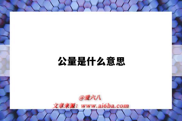 公量是什么意思（什么叫“公量”?）-圖1