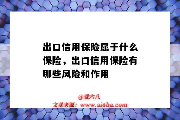 出口信用保險屬于什么保險，出口信用保險有哪些風險和作用（什么是出口信用保險?它有何特點?）-圖1