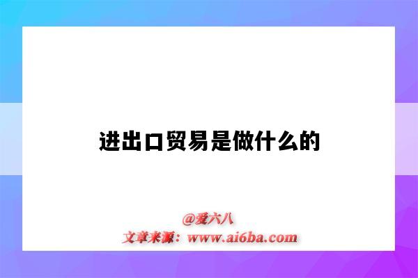 進出口貿易是做什么的（進出口貿易是做什么的公司）-圖1