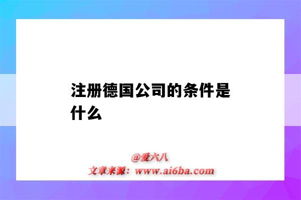 注冊德國公司的條件是什么（在德國注冊公司的條件）-圖1