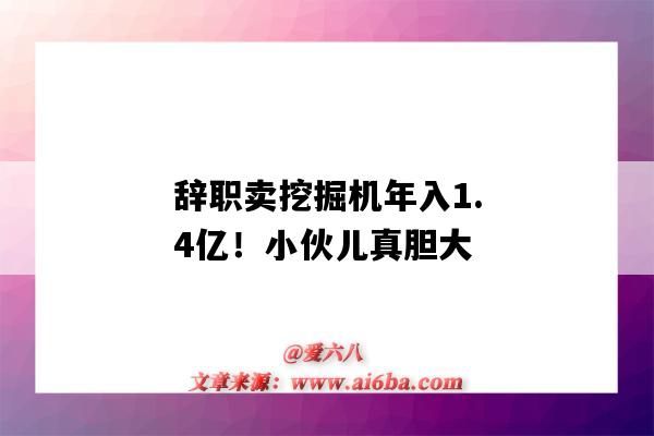 辭職賣挖掘機年入1.4億！小伙兒真膽大（開挖掘機月入過萬）-圖1