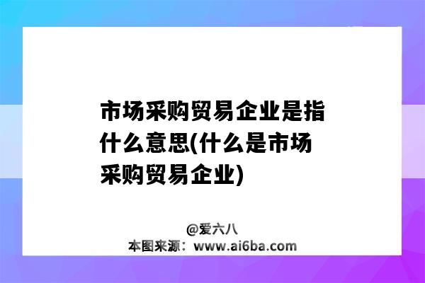 市場采購貿易企業是指什么意思(什么是市場采購貿易企業)-圖1