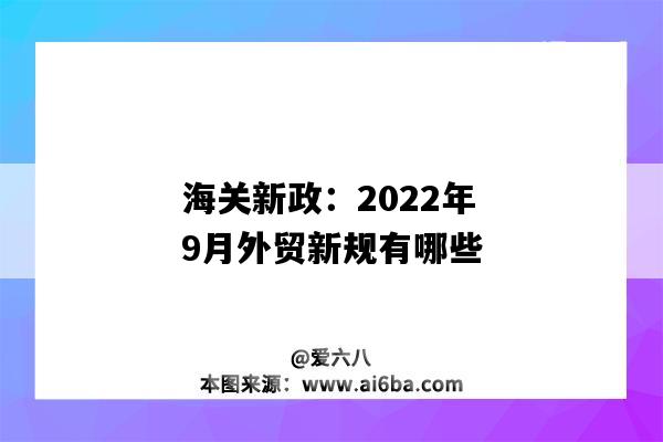 海關新政：2022年9月外貿新規有哪些-圖1