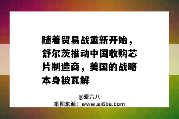 隨著貿易戰重新開始，舒爾茨推動中國收購芯片制造商，美國的戰略本身被瓦解-圖1